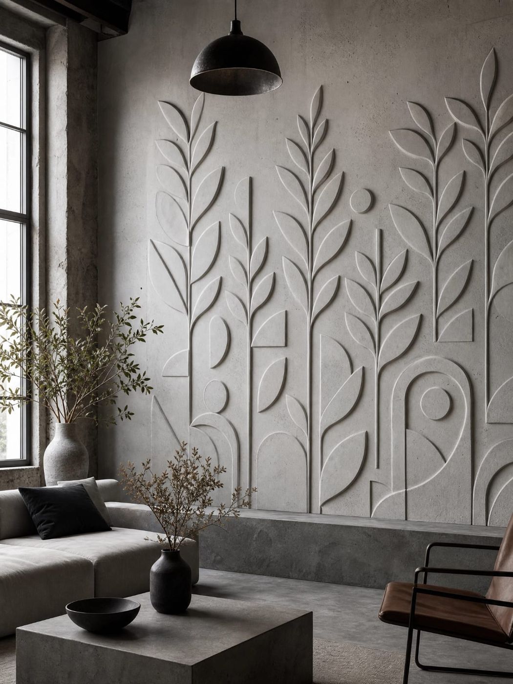 3d Abstract mural leaf work