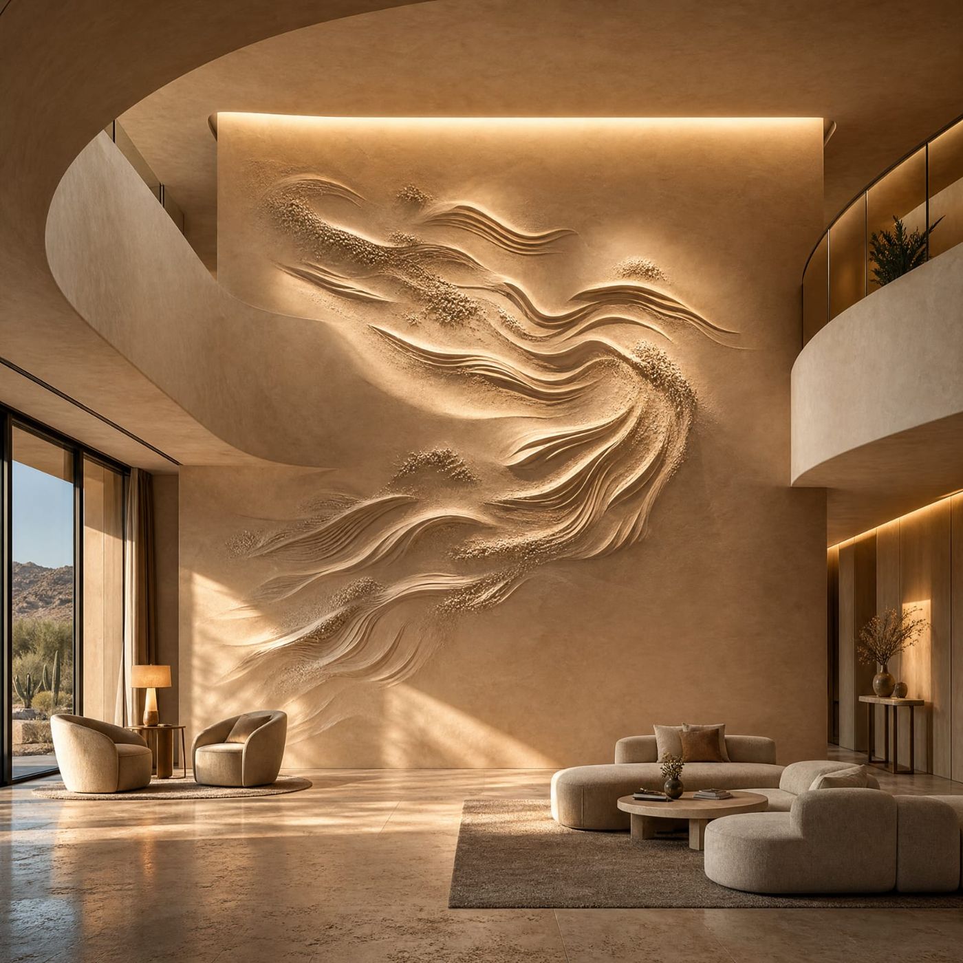 Abstract mural artwork for hotel lobby
