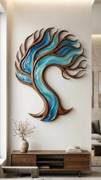 Resin metal wall art