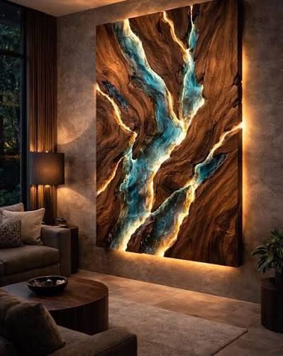 Resin wood epoxy wall art