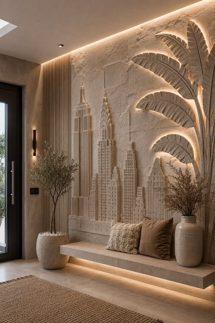 Custom reception gypsum decor idea
