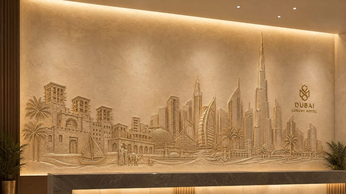 Dubai skyline 3d wall art for office