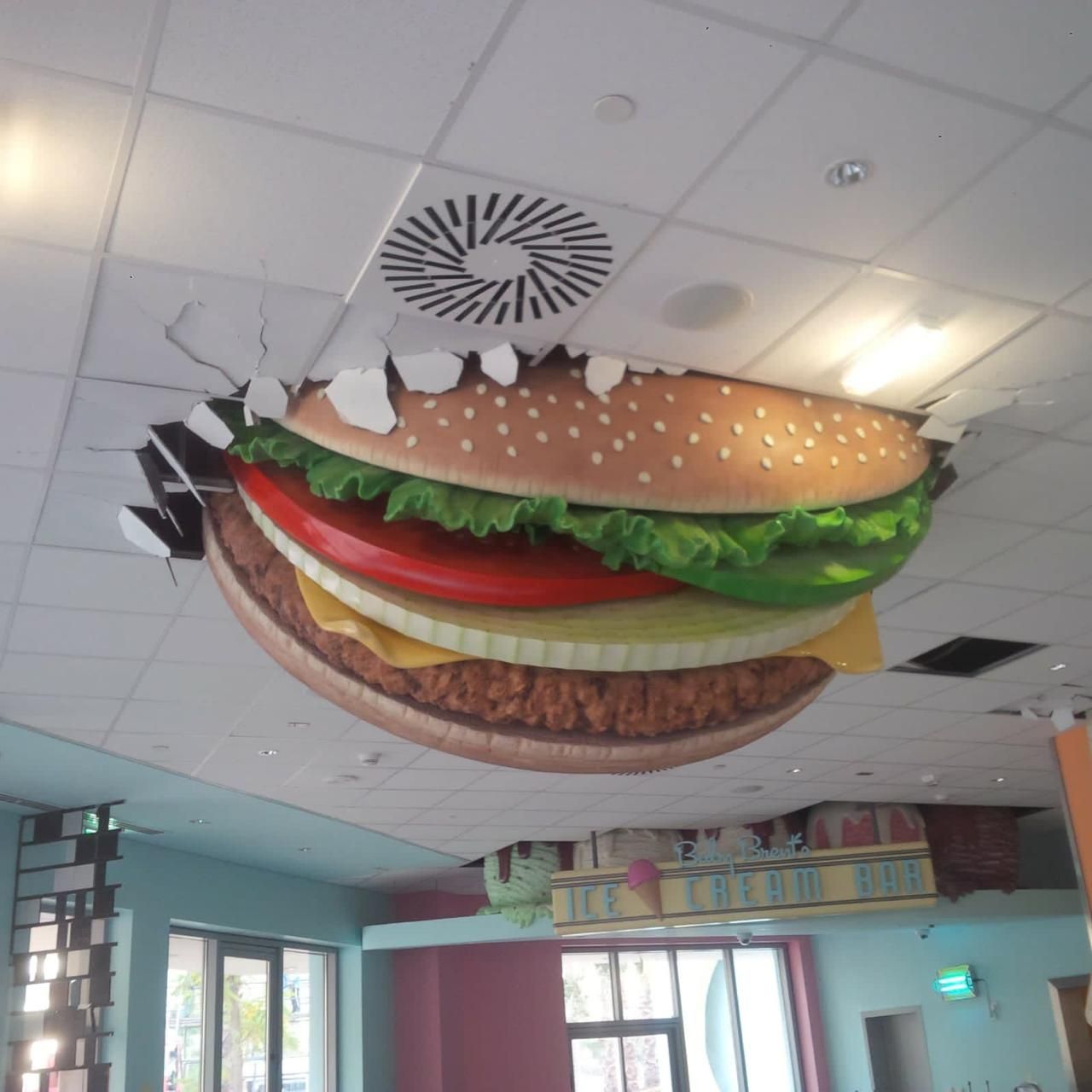 Custom wall and ceiling art restaurant