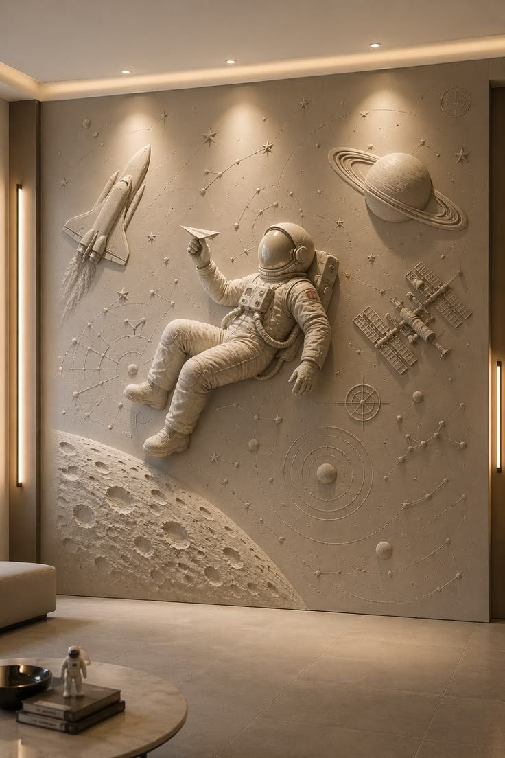 Space kids wall art decor