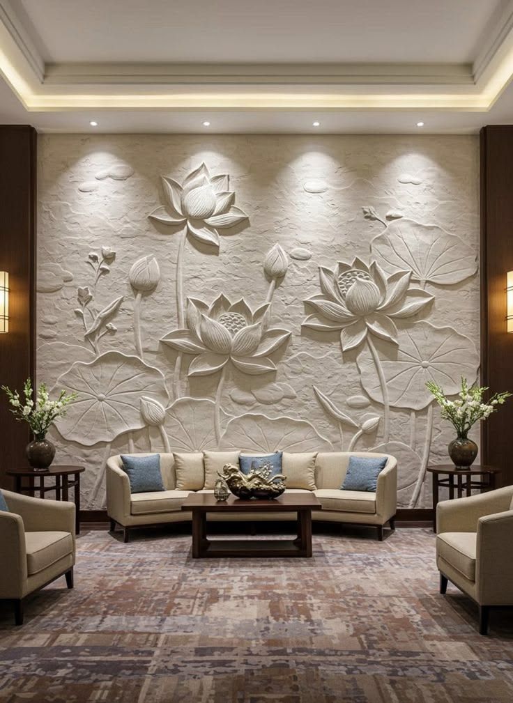 Gypsum wall art living room