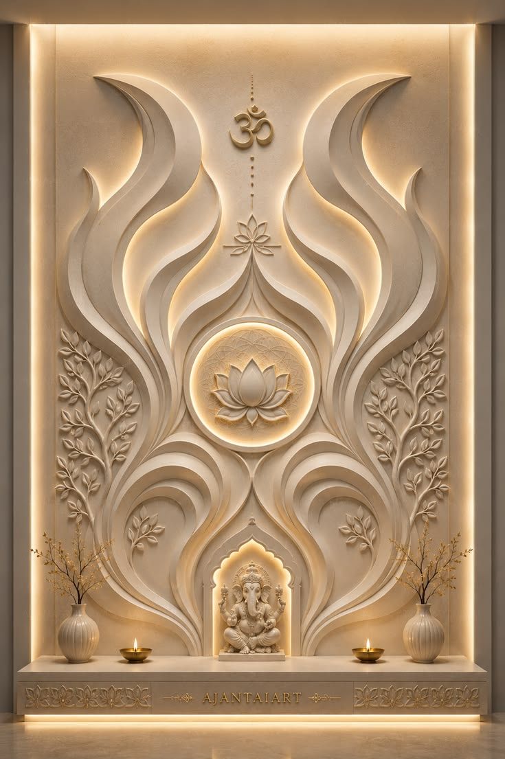 Pooja room wall art decor