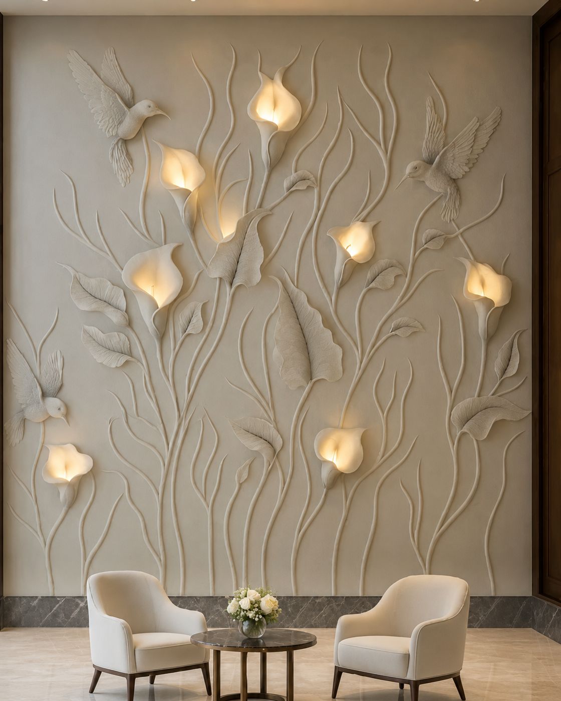 Wall decor gypsum living room