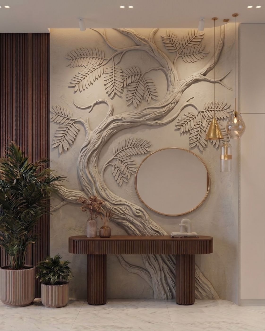 Gypsum tree wall art in 3d