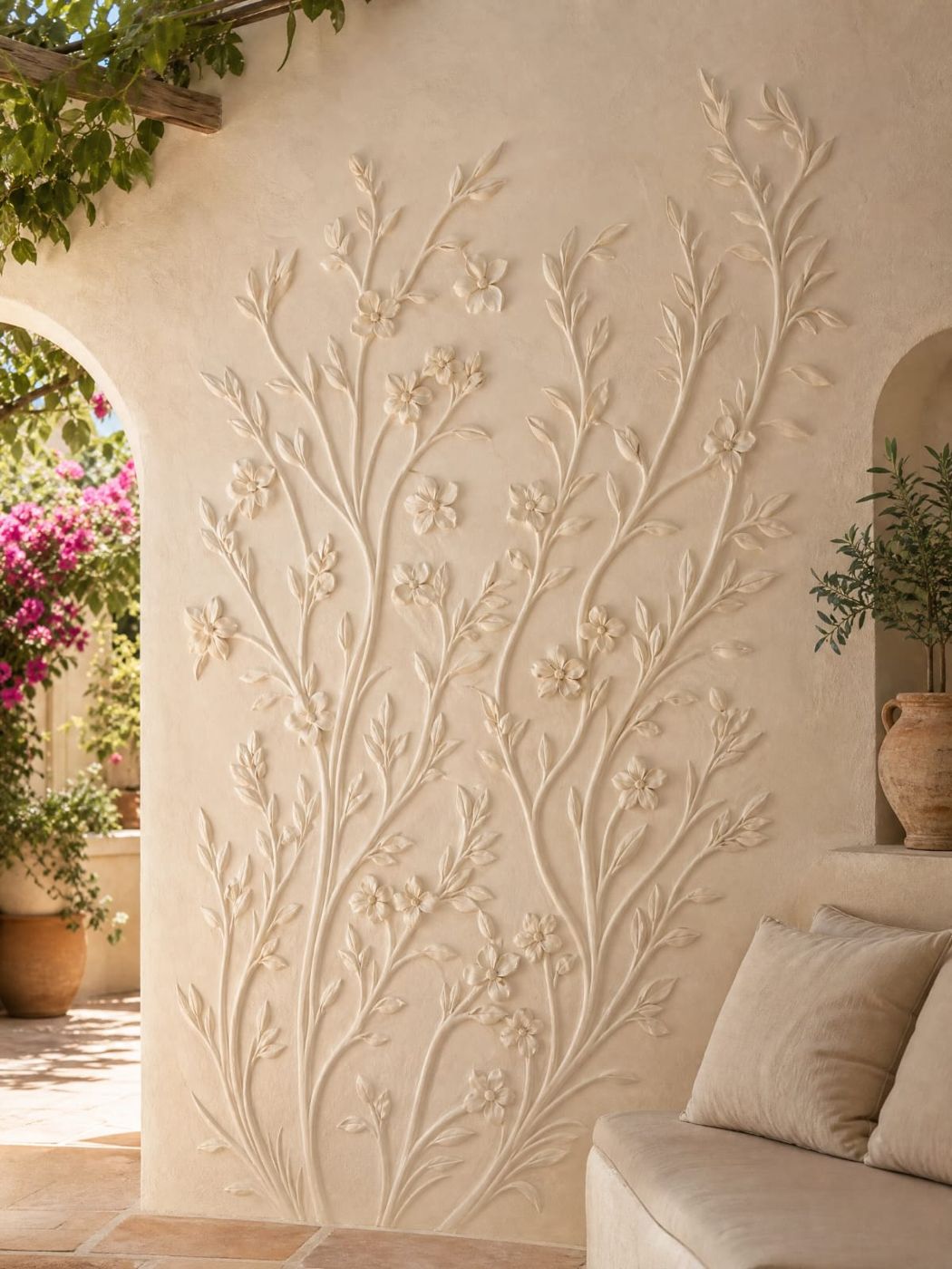 Outdoor villa floral wall art