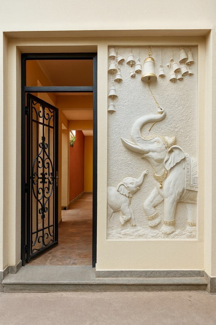 Outdoor wall art entrance
